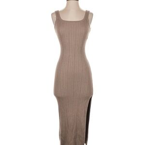 Abercrombie & Fitch Taupe Ribbed Midi Dress - Small Petite